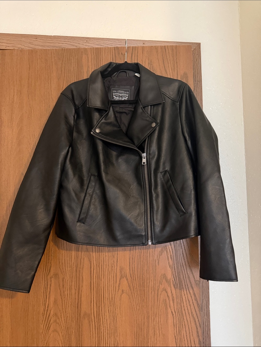NWOT Black Faux Leather Asymmetrical Zip Moto Jacket - Unbranded